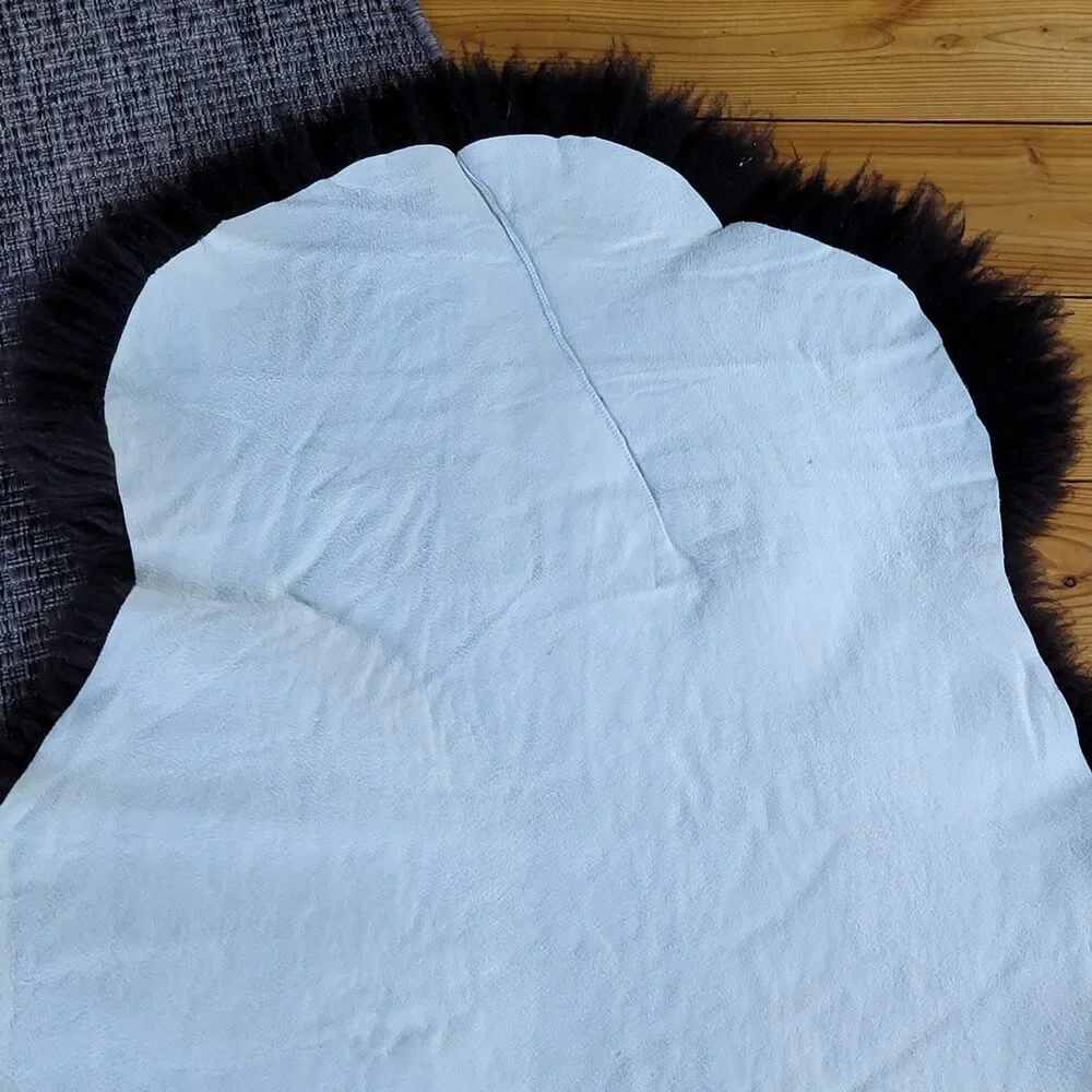 Genuine Swedish Sheepskin Rug Stitched Fixed Silky Wool Pelt Throw 46